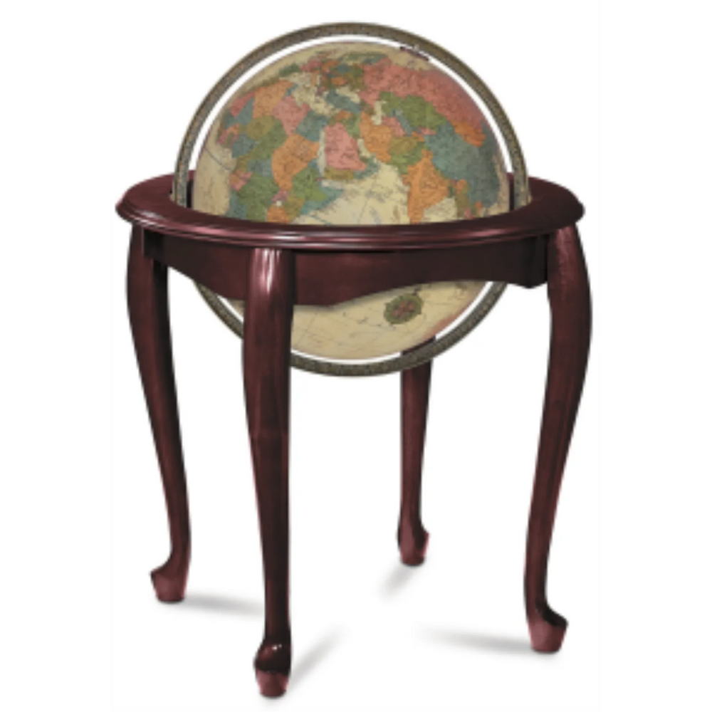 Queen Anne 16"/40.5Cm Diameter Antique Illuminated Ocean Floor Globe (English)