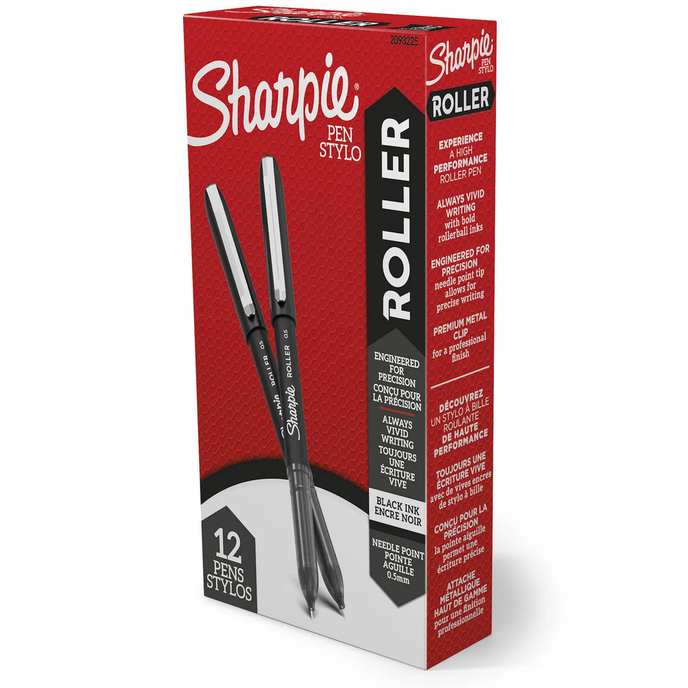 Sharpie Rollerball Pen, Needle Point (0.5 mm) Precision Pen, Black Ink, 1 Unit