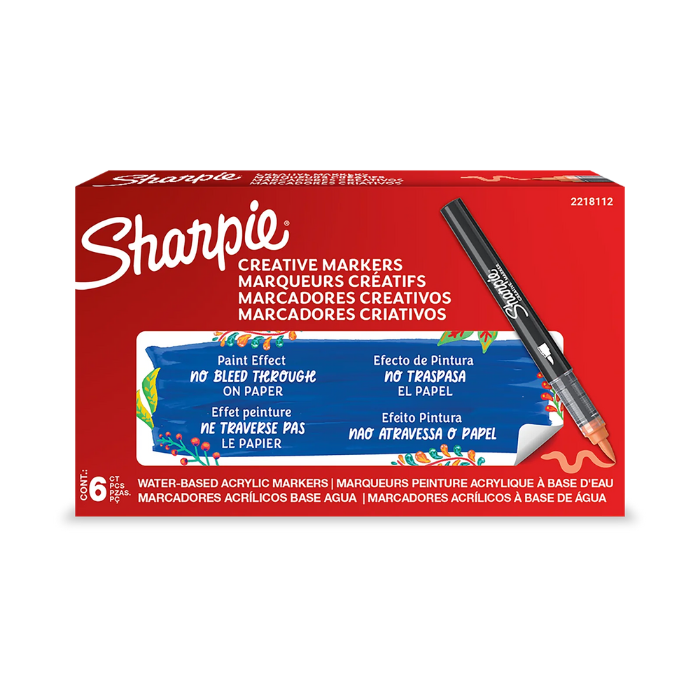 Sharpie Creative Marker, Water-Based Acrylic Marker, Brush Tip, Orange, 1 Unit
