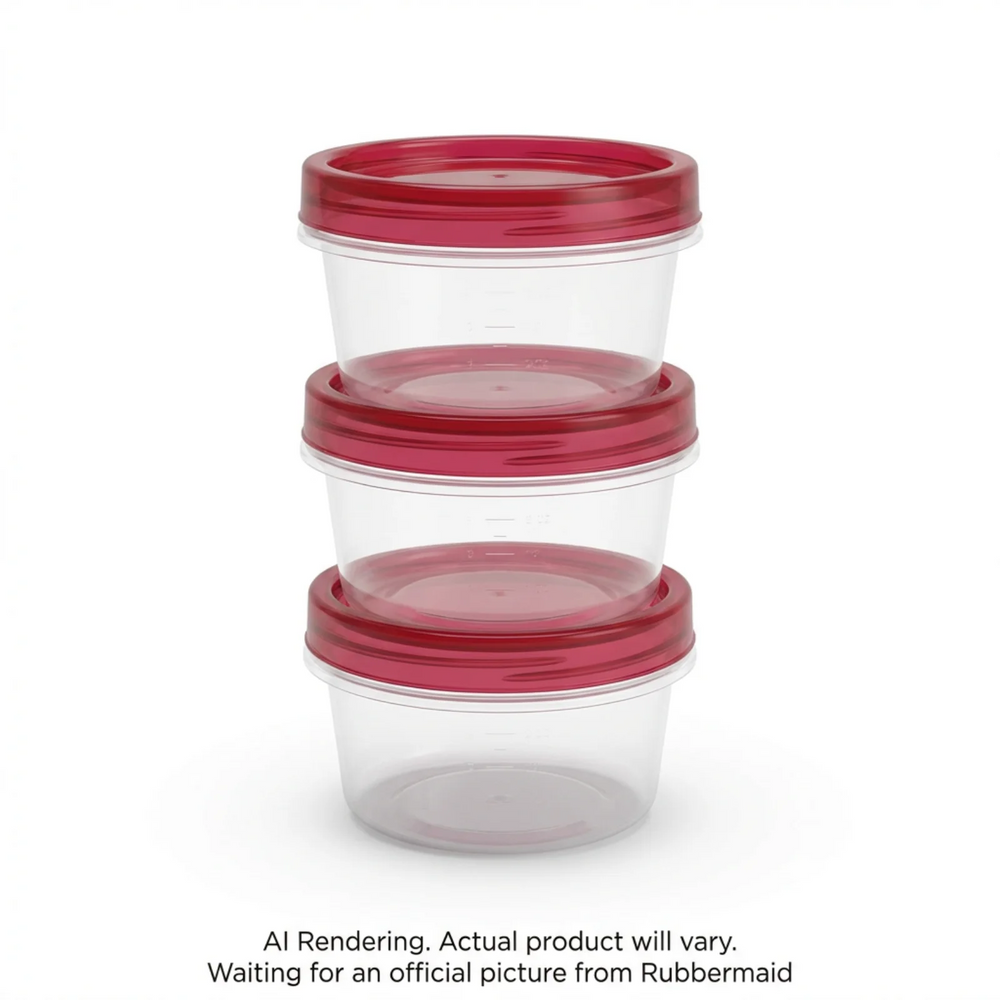 Rubbermaid TakeAlongs Twist & Seal 2.1 Cup Food Storage Containers, Ruby, 3 Pack