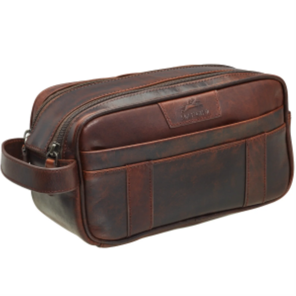 Buffalo Dual Top Zipper Toiletry Bag Brown