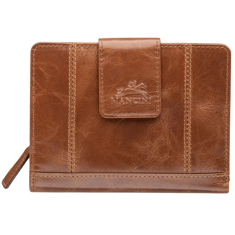 Ladies’ RFID Secure Medium Clutch Wallet Cognac