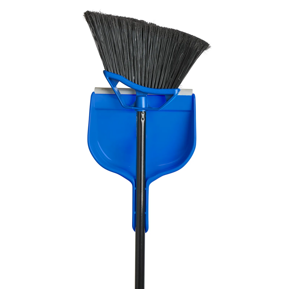 10" Mars Angle Broom Blue/Black w/48" Handle & w/9" Clip On Dust pan