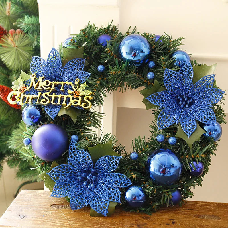Couronne de Noël – Couronne de porte artificielle de 30 cm, décor des Fêtes pour la maison et le jardin