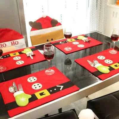 Napperon de Noël - Set de table des Fêtes avec porte-couverts