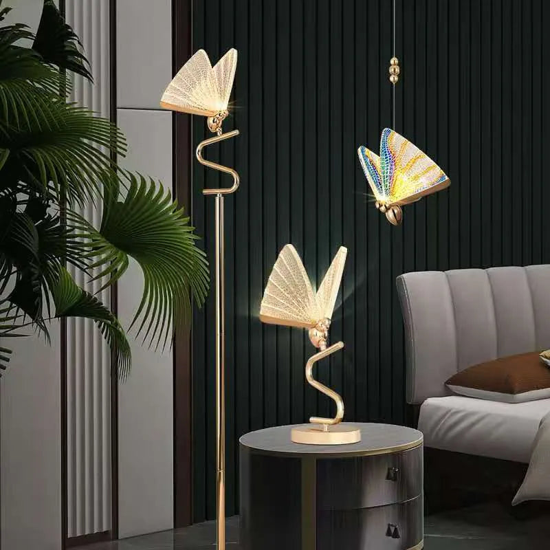 Lustre Papillon – Luminaire suspendu DEL moderne avec abat-jour en acrylique pour salon, chambre à coucher et cage d'escalier