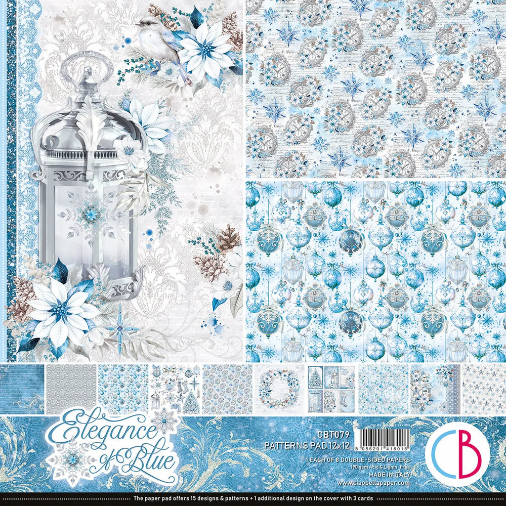 Bloc de motifs Élégance de bleu 12"x12" 8/paq