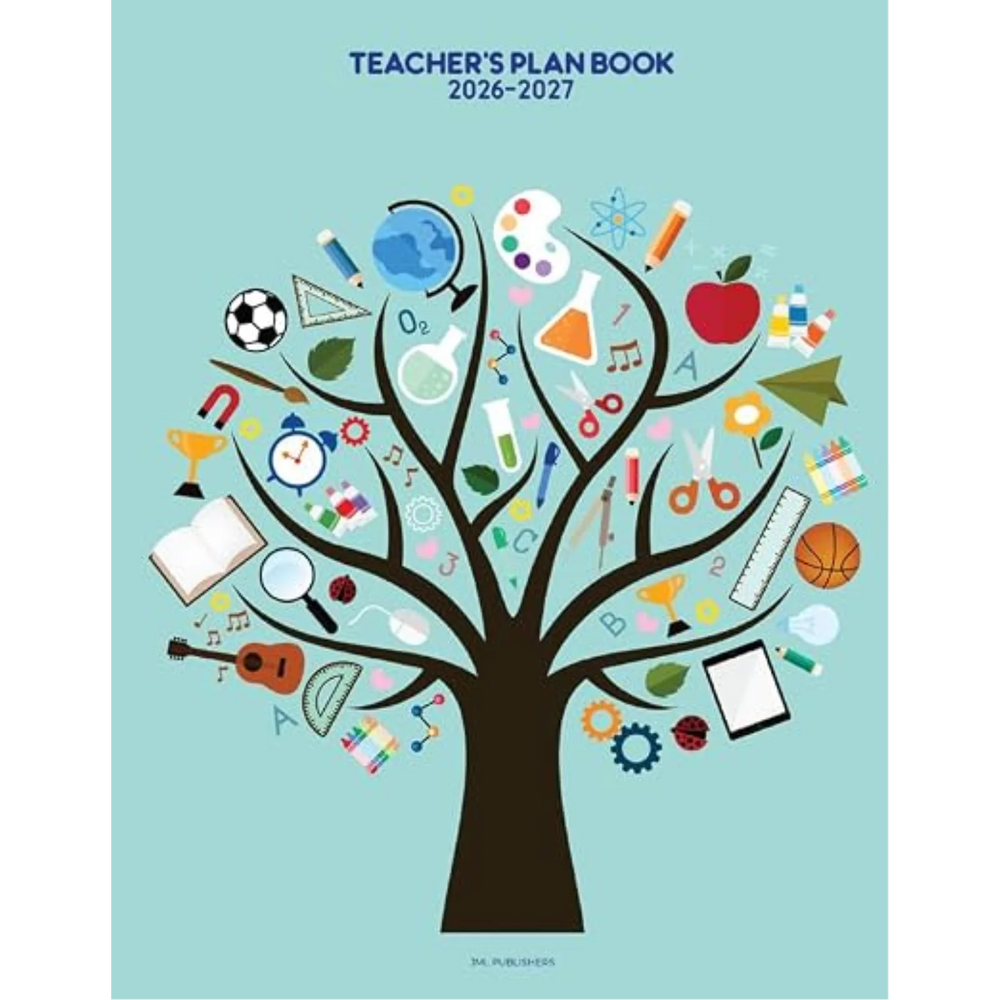 Teacher planner 2026-2027, Daily plan book 8 periods + record of marks 6 periods
