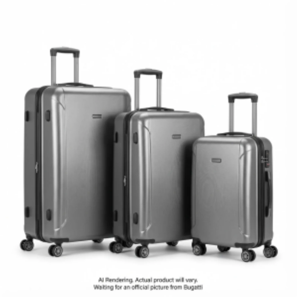 Bugatti HLG4703BU-GREY Manchester 3-Piece Luggage Set – Integrated AirTag Tracking & TSA Locks (Carry-On/Med/Large)