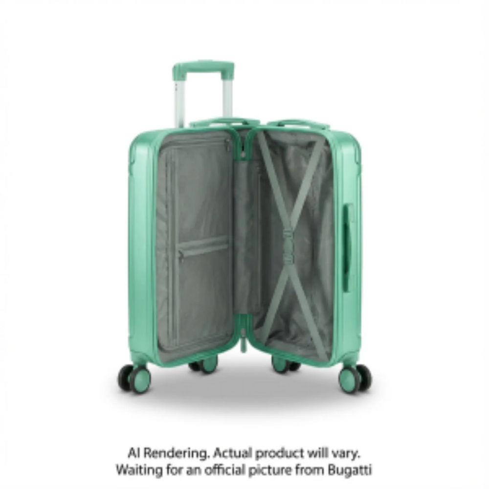 Bugatti HLG5520BU-GREENM Mecca Collection Carry-On Luggage – Lightweight ABS/Polycarbonate Hardshell with 8 Wheels