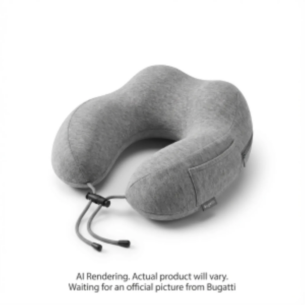 Bugatti TAC2630BU-GREY Ergonomic Memory Foam Neck Pillow – Firm Travel Support with Washable Soft Cover