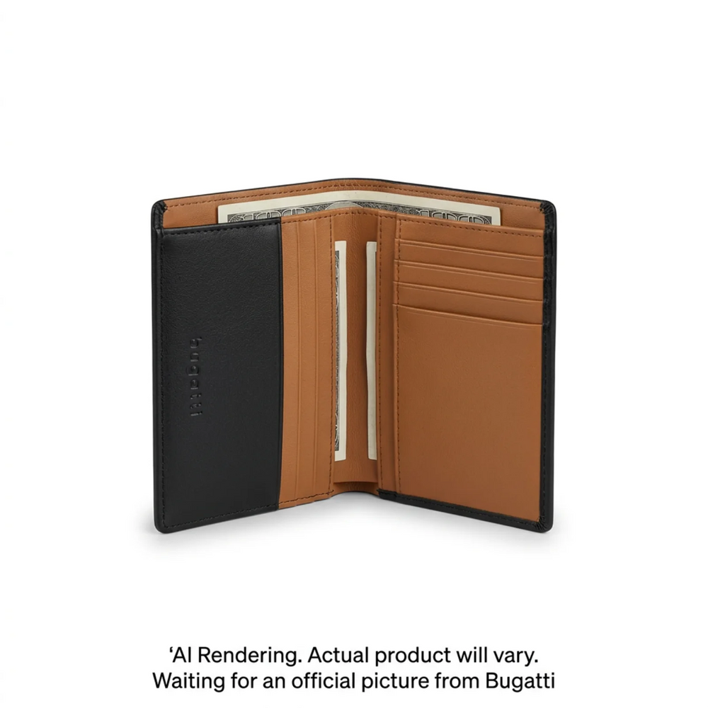 Card Holder- Bugatti- Grayson- Cow PNDM- Black and Tan