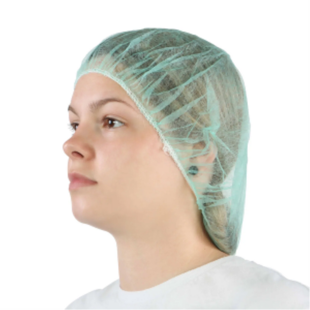 Bouffant Cap/Hairnet Green Poly 24" (Pack of 100)