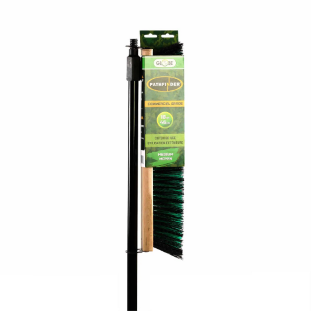 18" Side-Clipped Pathfinder push broom head-Medium w/54" Metal Handle