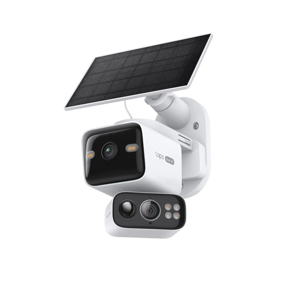 Solar-Powered Dual-Lens Pan/Tilt Security Camera Kit