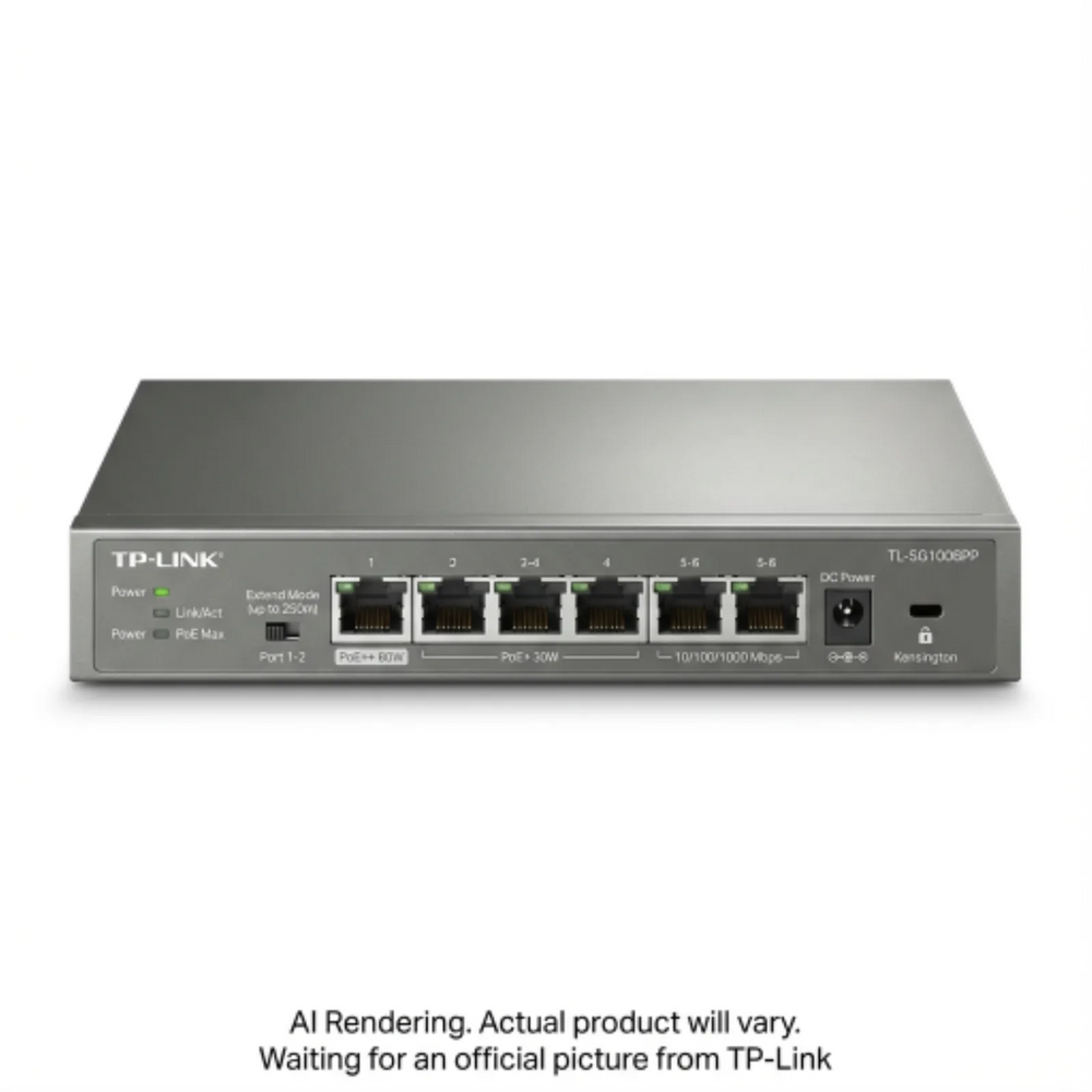 6-Port Gigabit Desktop Switch with 3-Port PoE+ and 1-Port PoE++