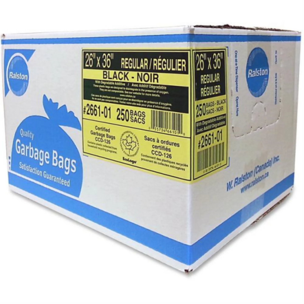 Black 26" x 36" Regular Value Plus 250's Bags