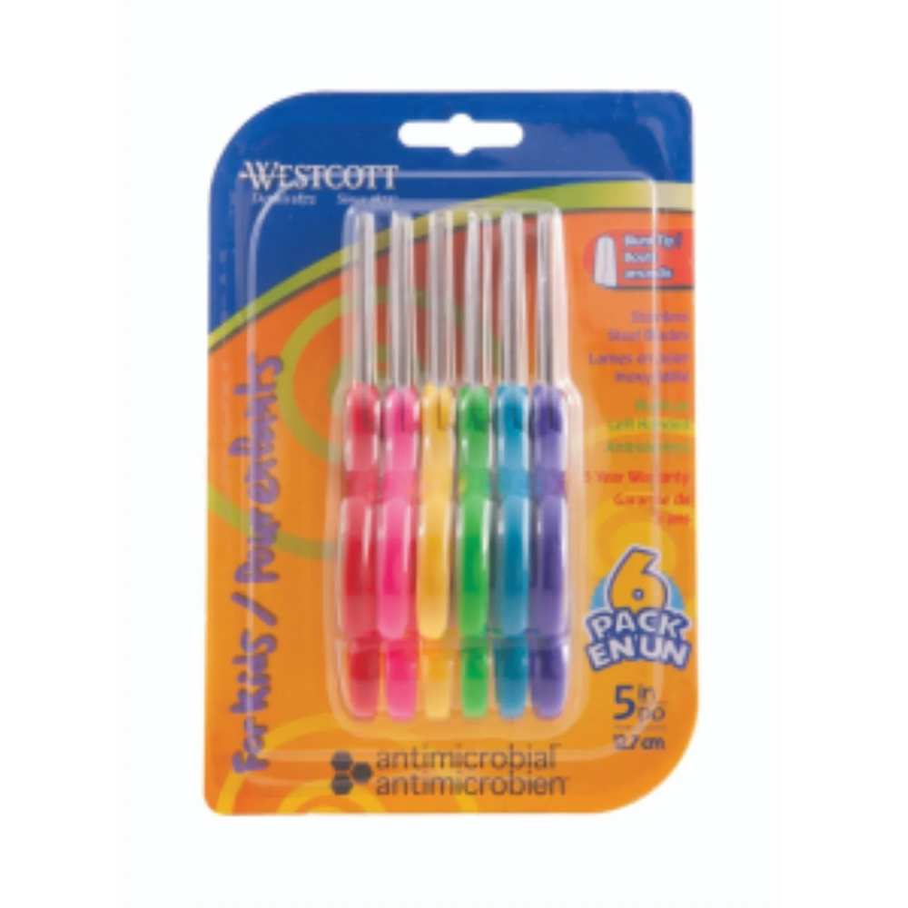 5” Antimicrobial Blunt Kids Scissors, 6/pk / Ciseaux à bouts ronds avec protection antimicrobienne pour enfants, 5 po -