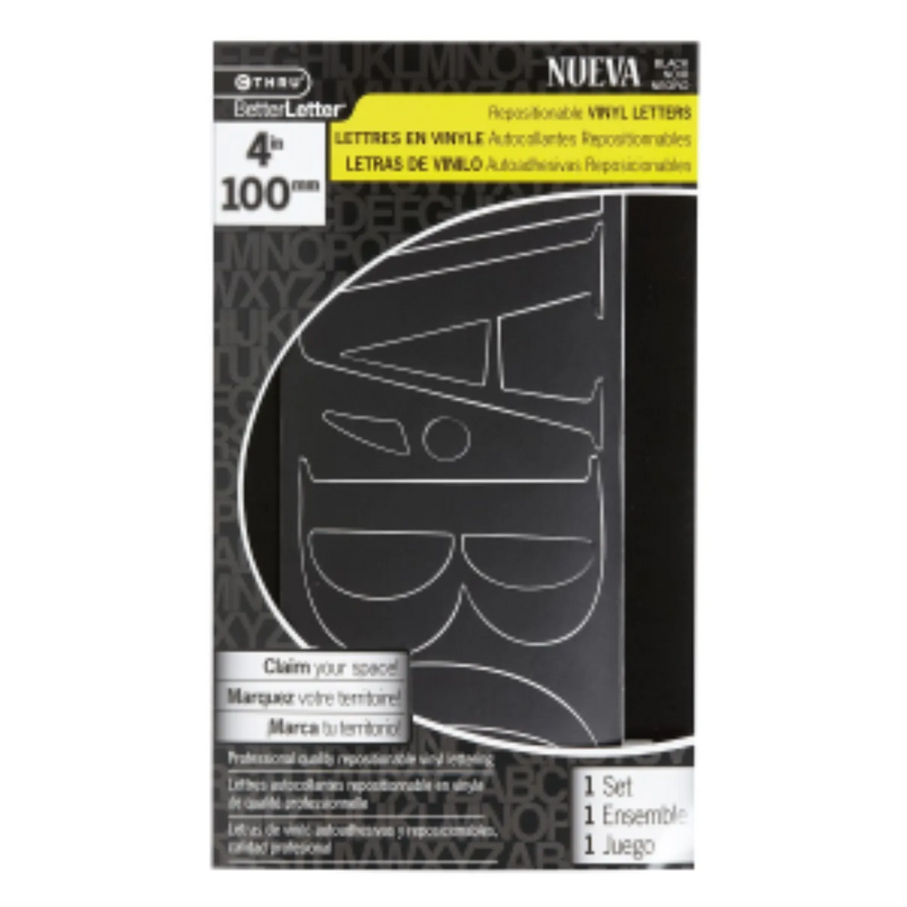 4” Nueva Repositionable Vinyl Letters, Black Lettres en vinyle amovibles de 4 po Nueva, noires