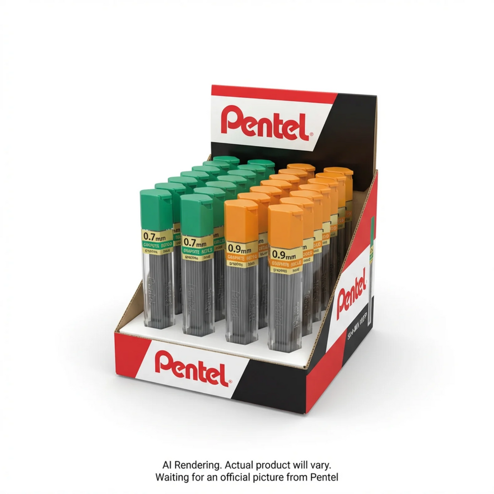 Pentel Hi-Polymer Super Lead Refill (0.7mm) & (0.9mm), 12 Leads per Tube, Assorted Display
