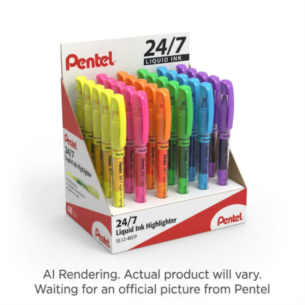 24/7 Hightlighter, Assorted Ink Colours, Open Stock Display, 48PCS