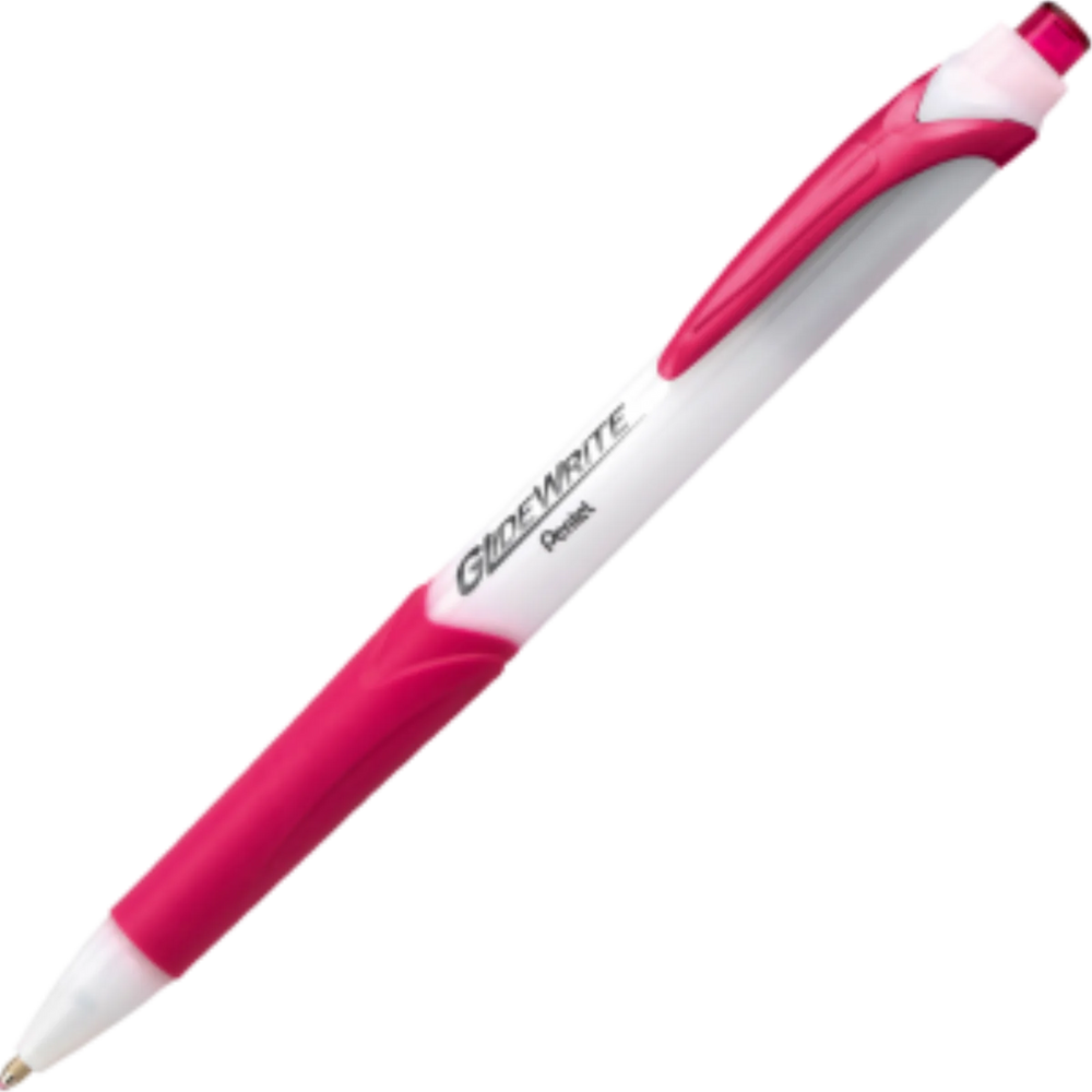 GlideWrite Ballpoint Pen with TechnIFlo Ink, (1.0mm) Bold Point, Pink Ink