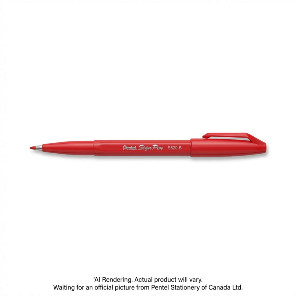 Pentel Arts Sign Pen Fiber-Tipped Pen, (2.0mm), Red Ink