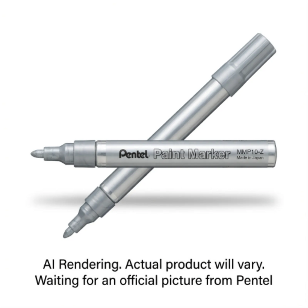 Pentel Paint Marker, Medium Point (4.5mm), Bullet Tip, Silver Ink