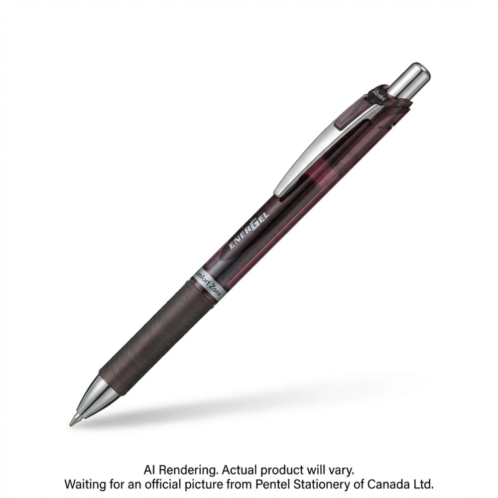 Pentel EnerGel Dark Colours Retractable Gel Roller, (0.7mm) Metal Tip, Bordeaux-Black Ink