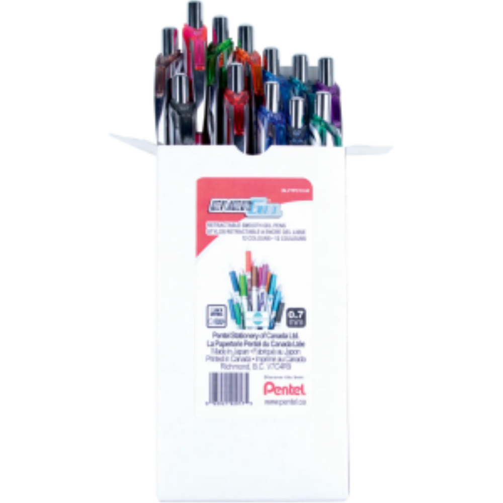 EnerGel Retractable Gel Roller, (0.7mm), Assorted Colours, 12PC Pack