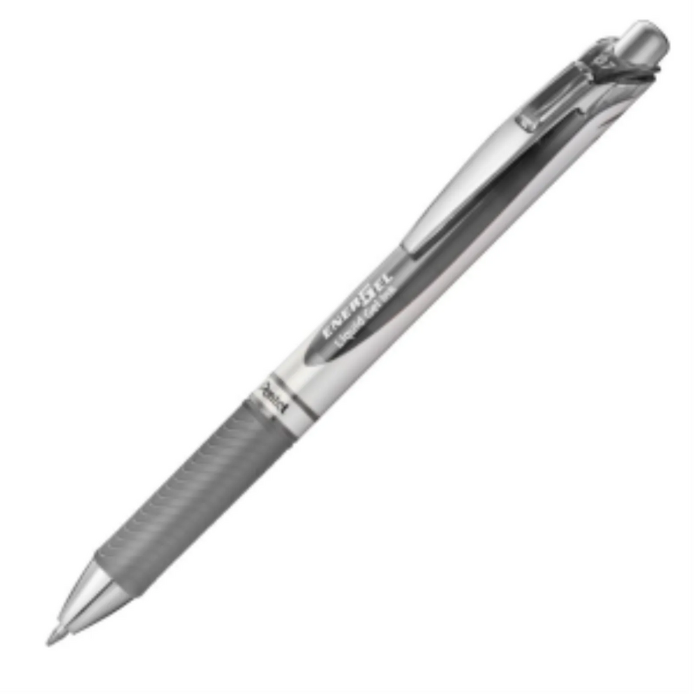 EnerGel Retractable Gel Roller, (0.7mm) Metal Tip, Grey Ink