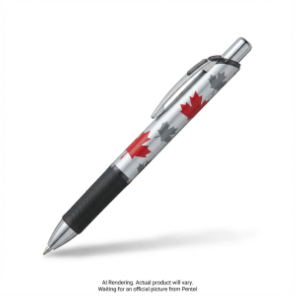 EnerGel Canadian Barrel Design 1, Liquid Gel Pen, (0.7mm) Metal Tip, Black Ink, Barrel Design 1
