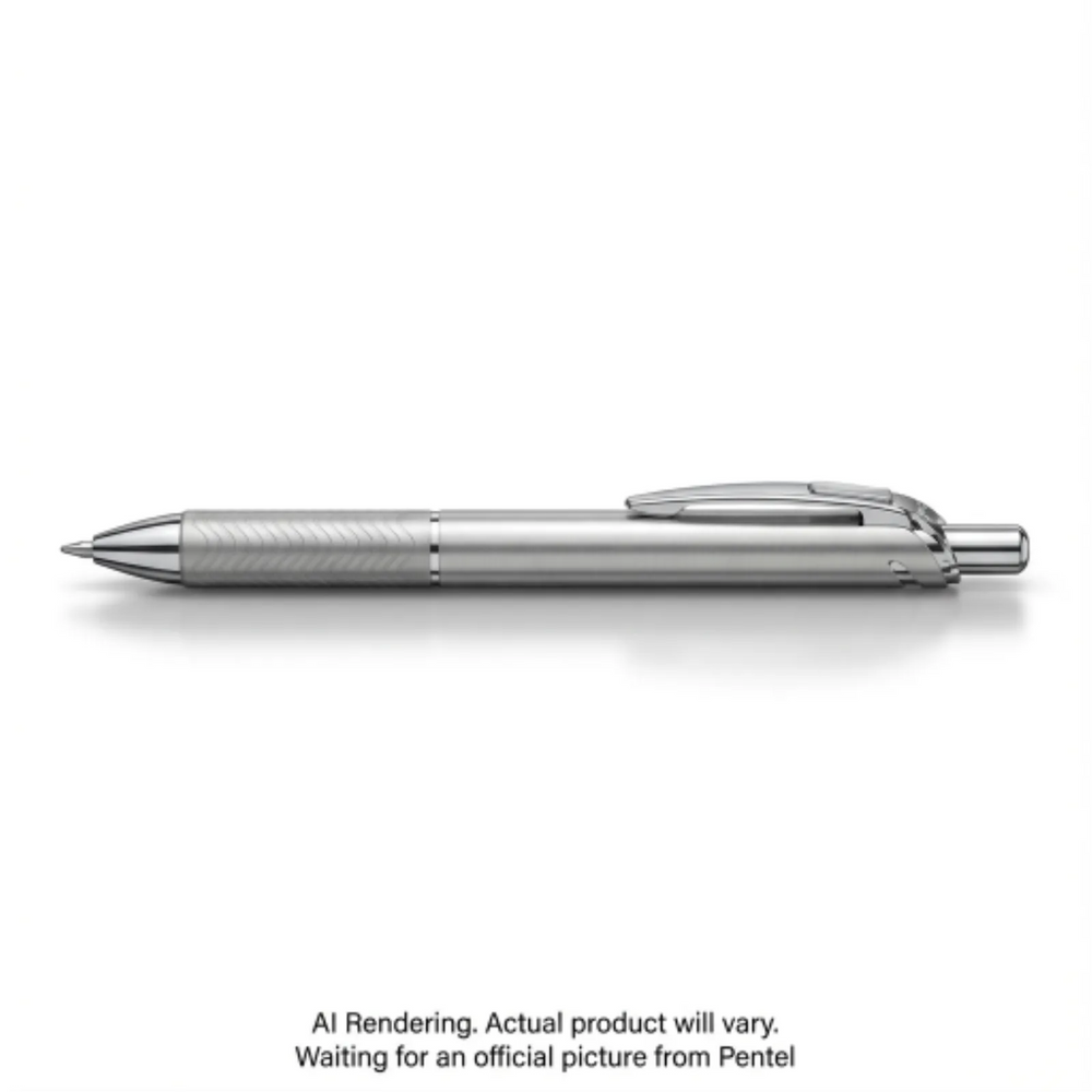 EnerGel Alloy Retractable Liquid Gel Pen, (0.7mm) Metal Tip, Silver Barrel, Black Ink, 1PC Pack