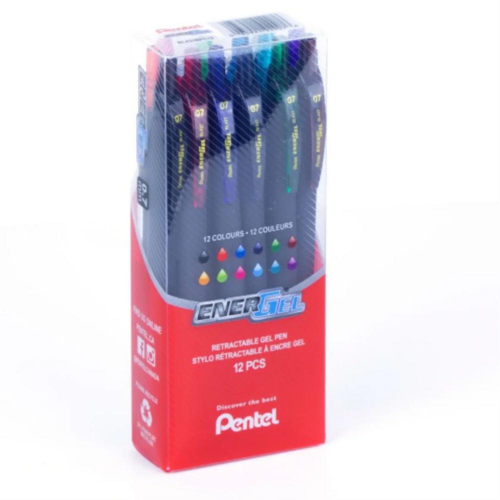 Energel Black Slim Barrel 12 Colour Pack