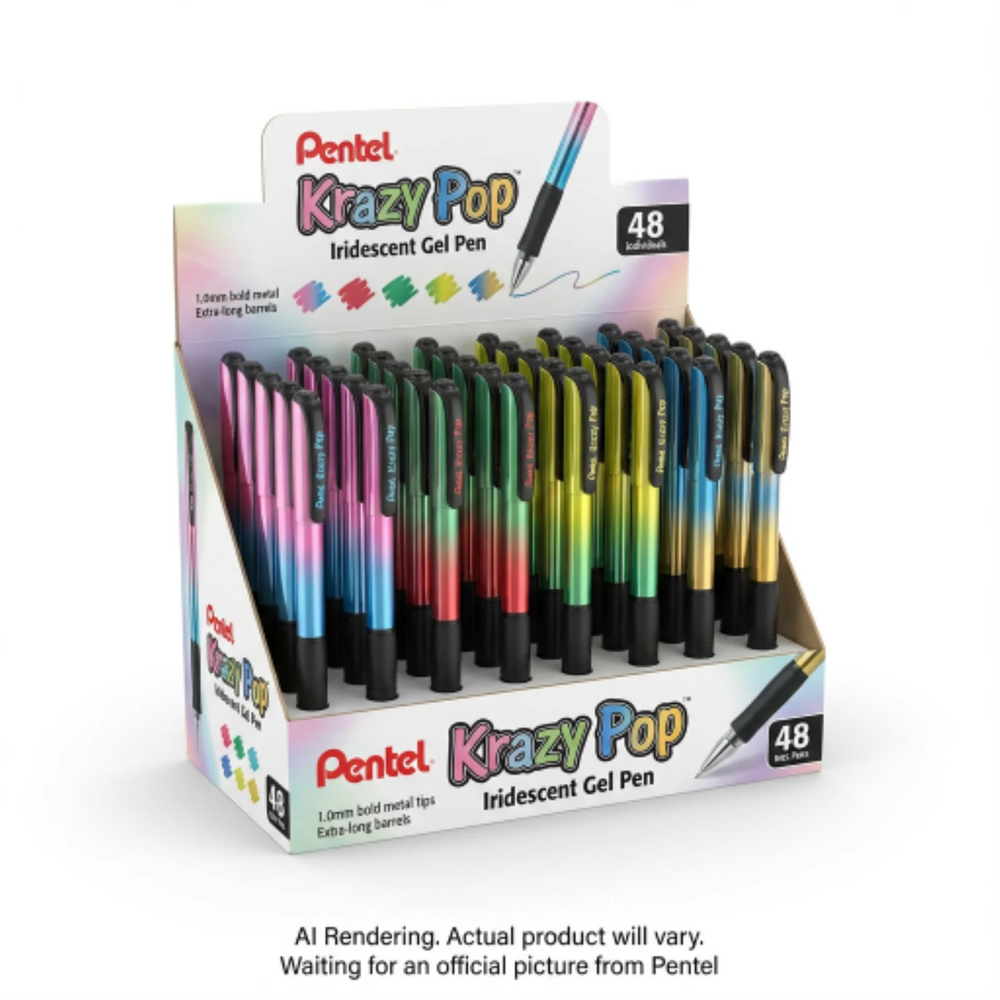 Krazy Pop Iridescent Gel Pen, Open Stock Display, 48PCS