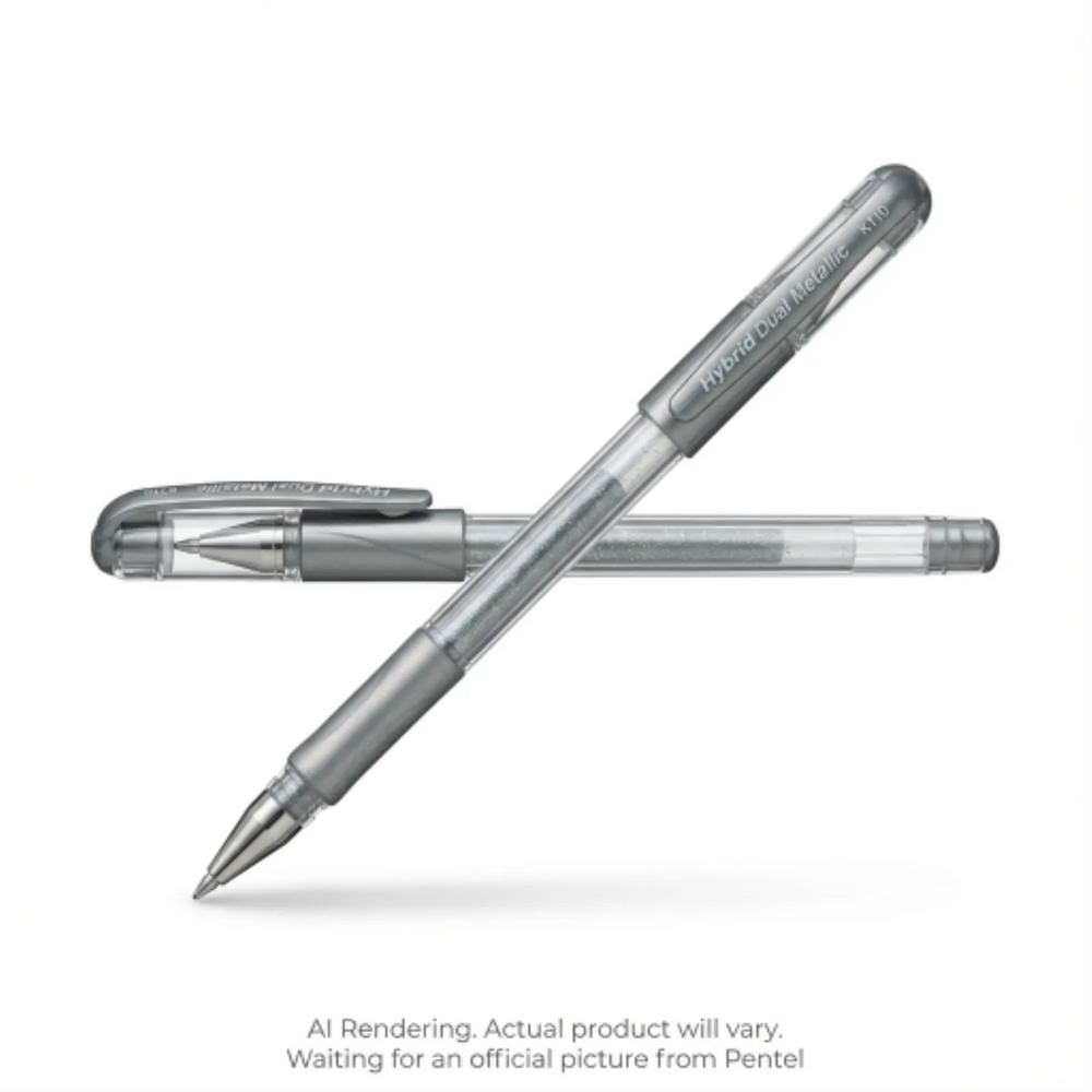Hybrid Dual Metallic Gel Roller Pen (1.0mm), Silver Ink