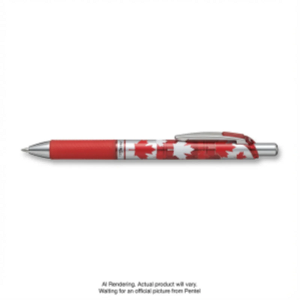 EnerGel Canadian Barrel Design 2, Liquid Gel Pen, (0.7mm) Metal Tip, Black Ink, Barrel Design 2