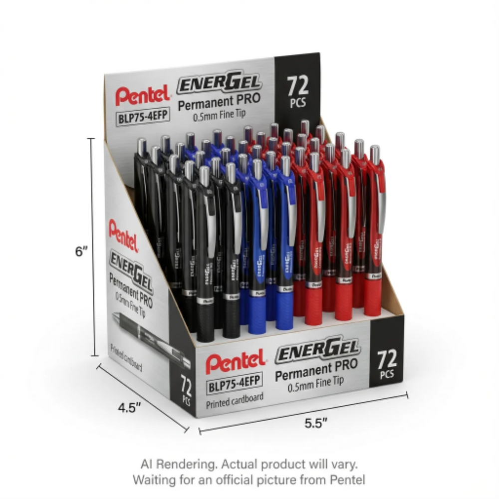 EnerGel Permanent Liquid Gel Pen (0.5mm), Assorted Open Stock Display, 72PCS
