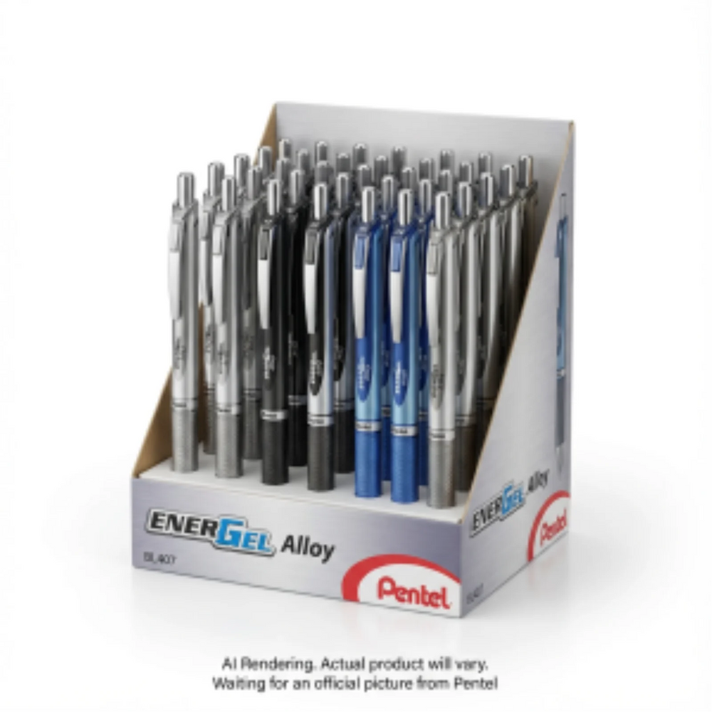 EnerGel Alloy, Metal Gel Roller Pen (0.7mm), Open Stock Display, 24PCS