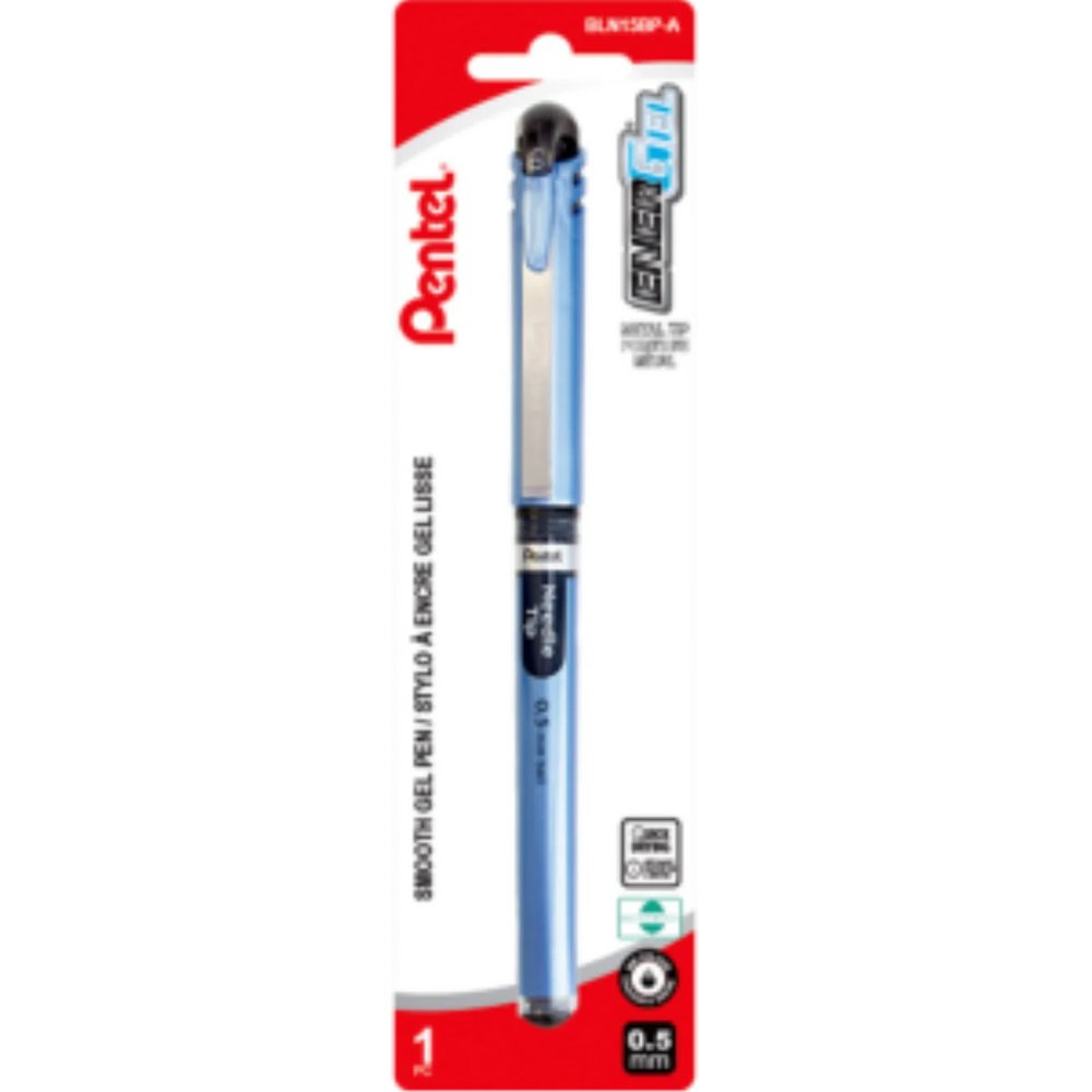 EnerGel Liquid Gel Pen, (0.5mm) Needle Tip, Black Ink, 1PC Pack