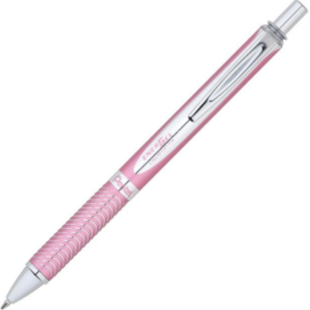 EnerGel Alloy Retractable Premium Liquid Gel Pen, (0.7mm) Metal Tip, Pink Barrel, Black Ink