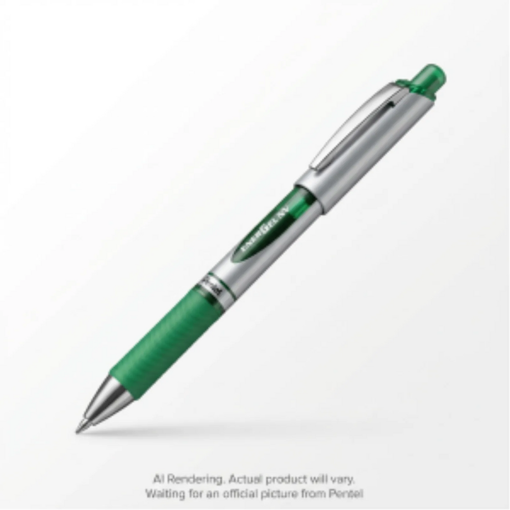 EnerGel Liquid Gel Pen, (0.7mm) Metal Tip, Capped, Green Ink