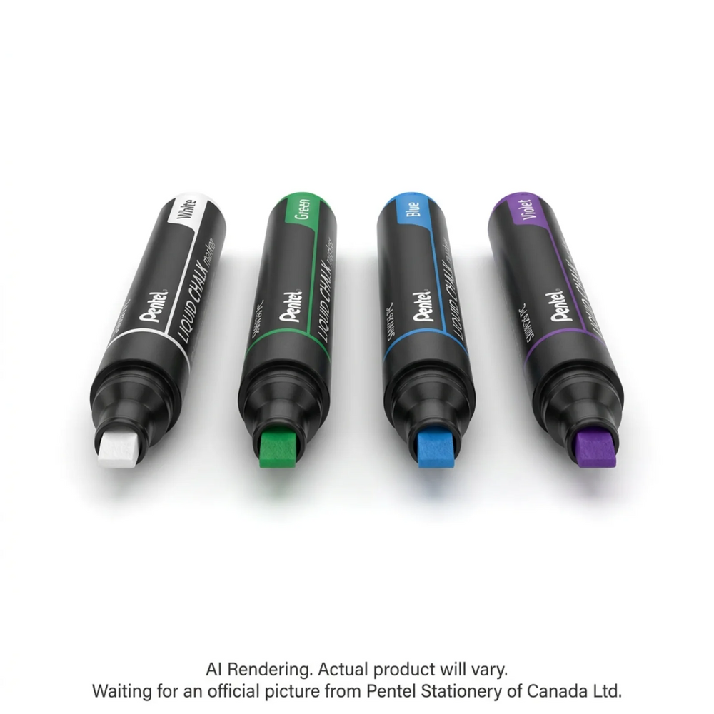 Pentel Wet Erase Marker, Small Chisel Tip, Assorted Colours 2 (White, Green, Blue, Violet)