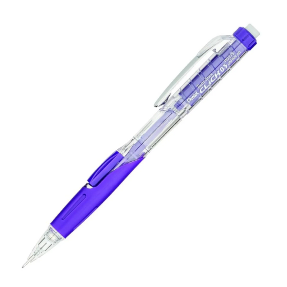 Twist-Erase Click Mechanical Pencil (0.5mm) Clear Barrel, Violet Grip