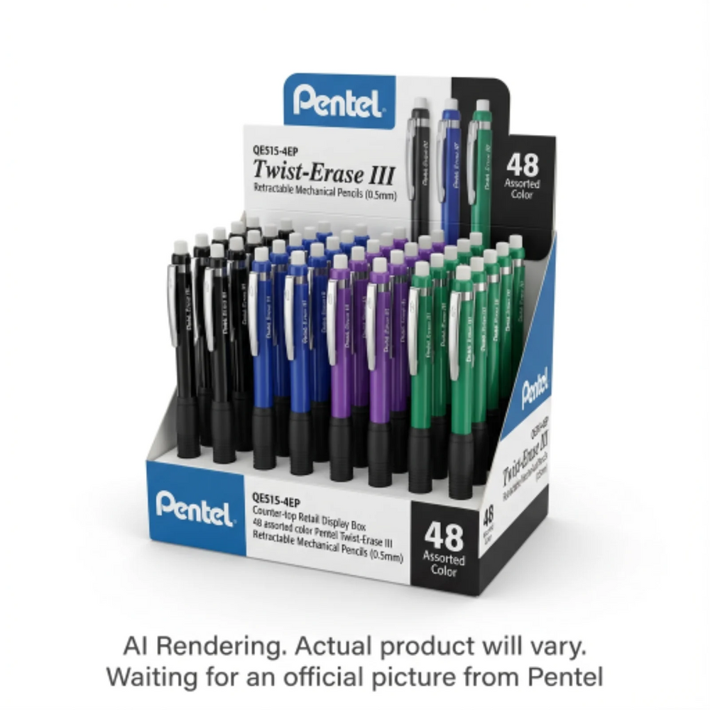 Twist Erase III Retractable Mechanical Pencil (0.5mm) Assorted Display, 48PCS