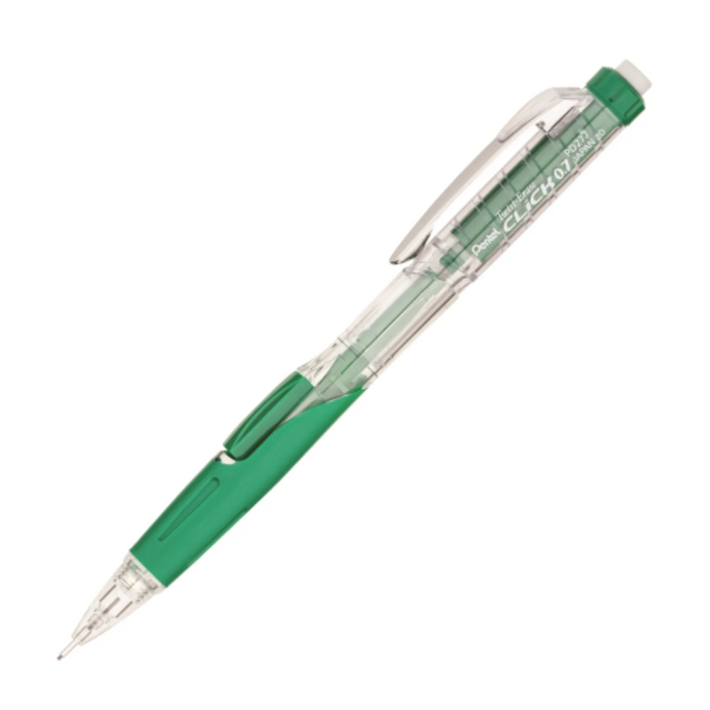 Twist-Erase Click Mechanical Pencil (0.7mm) Clear Barrel, Green Grip