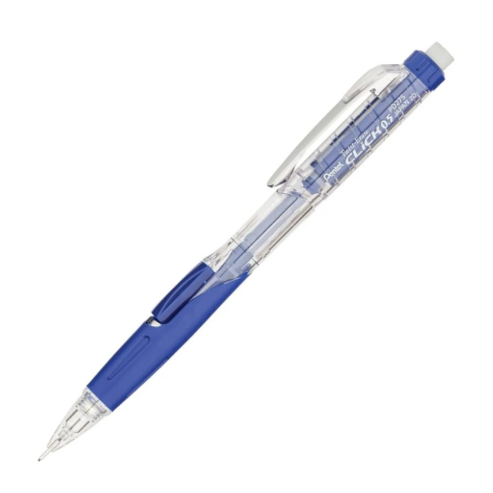 Twist-Erase Click Mechanical Pencil (0.5mm) Clear Barrel, Blue Grip