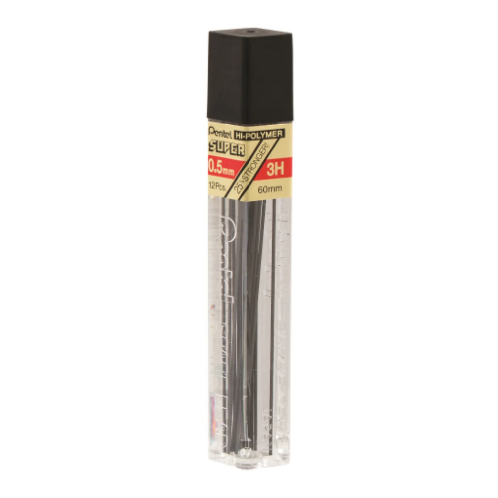 Hi-Polymer Super Lead Refill (0.5mm), 3H, 12 Leads per Tube