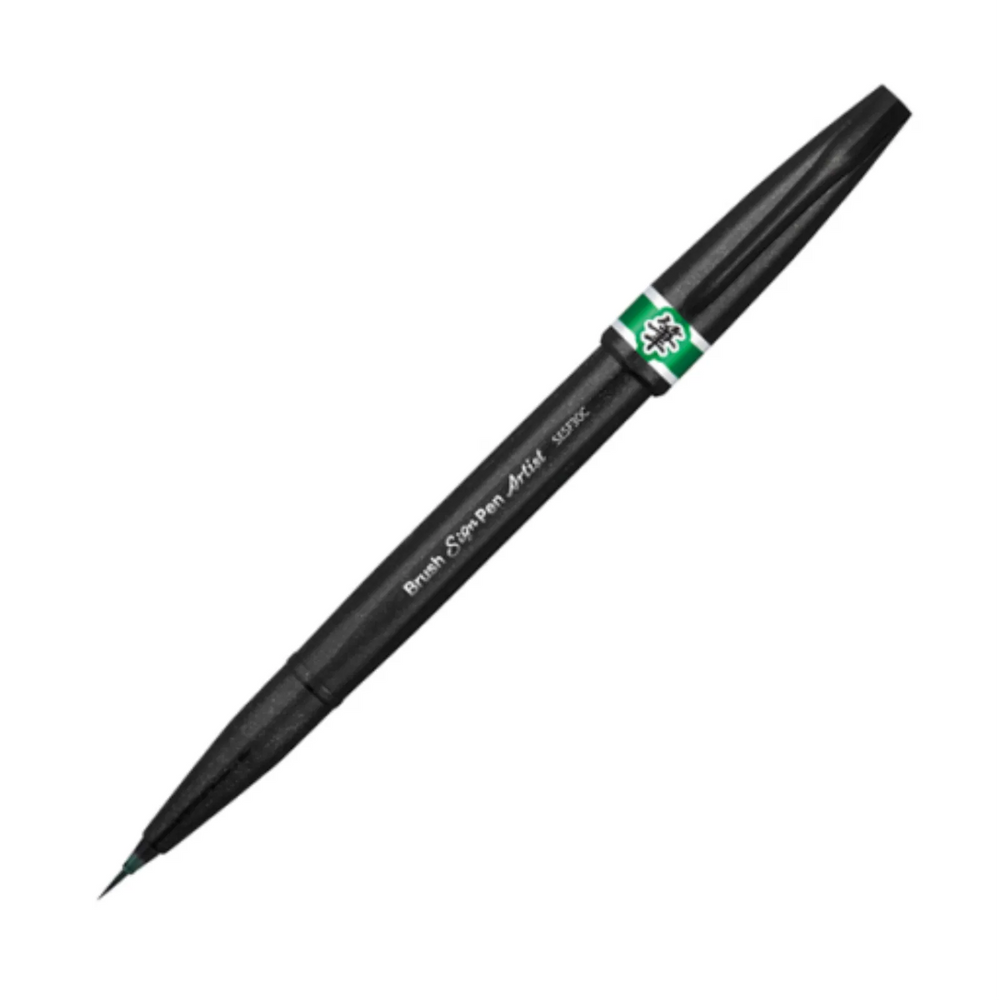 Pentel Arts Brush Sign Pen Artist, Ultra Fine Brush Tip, Green Ink