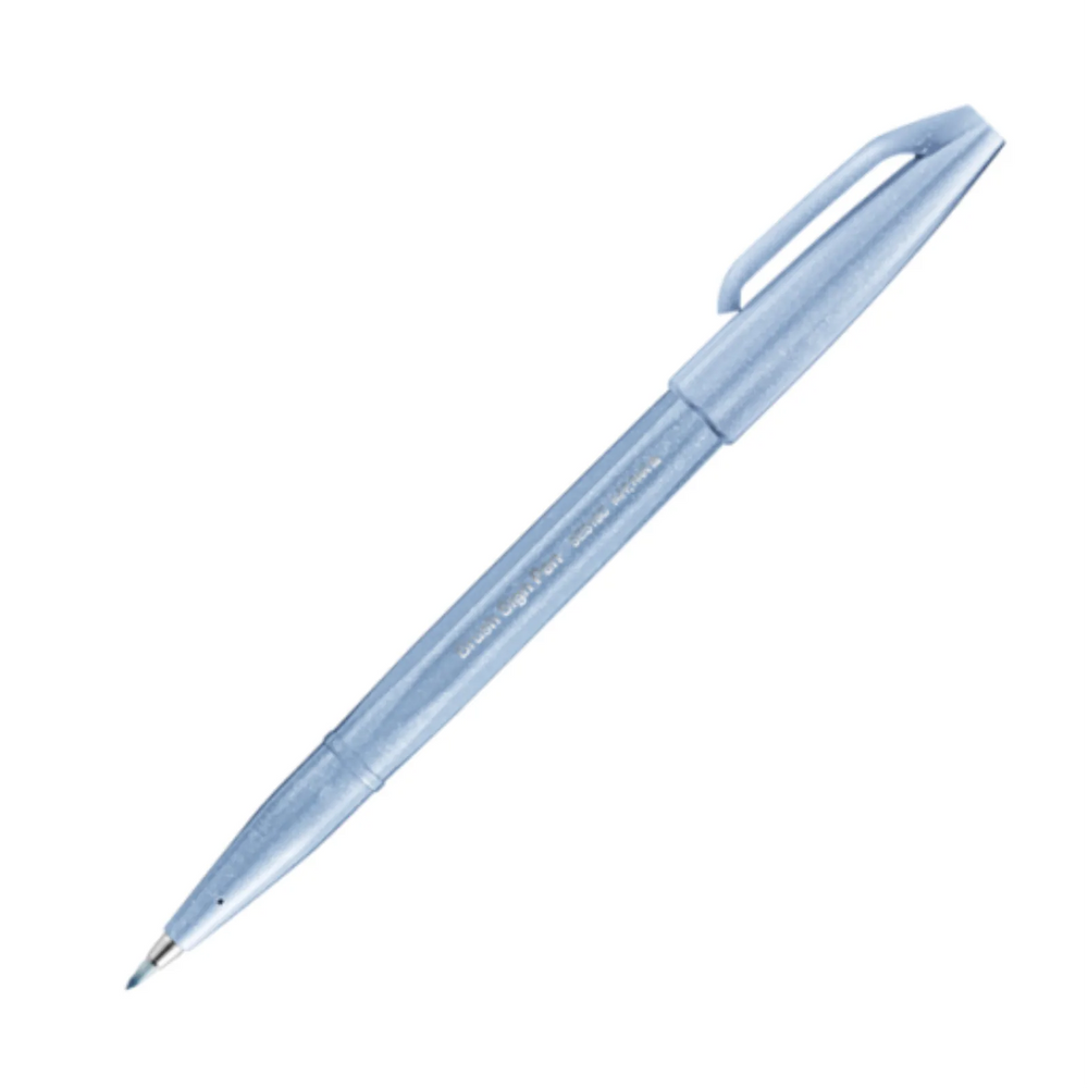 Pentel Arts Brush Sign Pen, Flexible Brush Tip, Grey Blue Ink